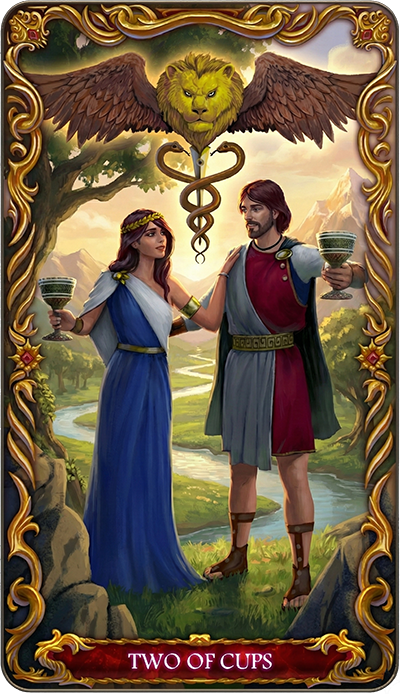 Two of Cups tarot card illustration