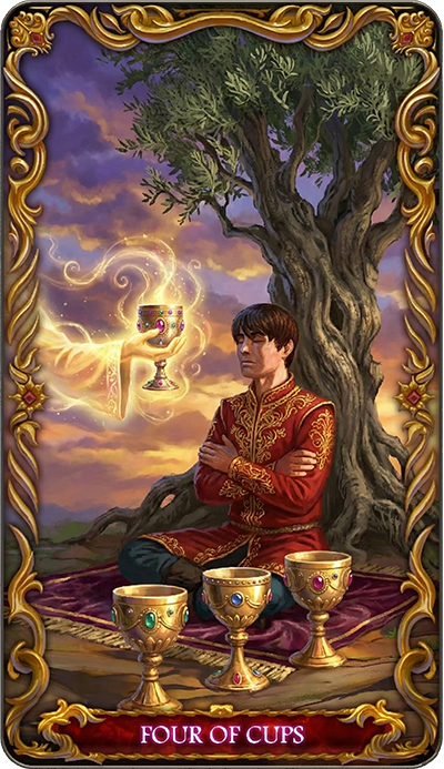 Four of Cups tarot card illustration