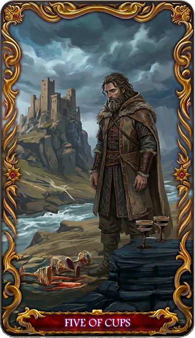 Five of Cups tarot card illustration