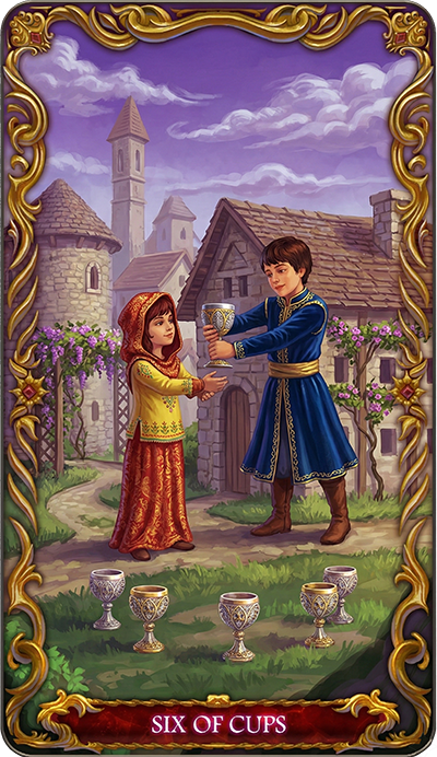 Six of Cups tarot card illustration