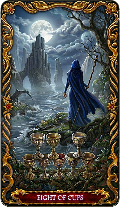 Eight of Cups tarot card illustration