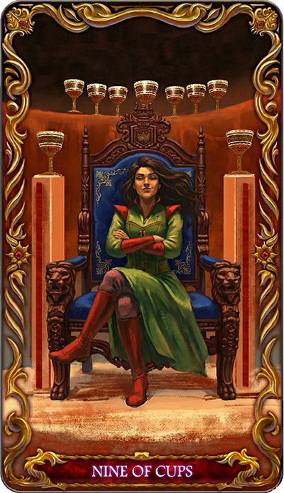 Nine of Cups tarot card illustration