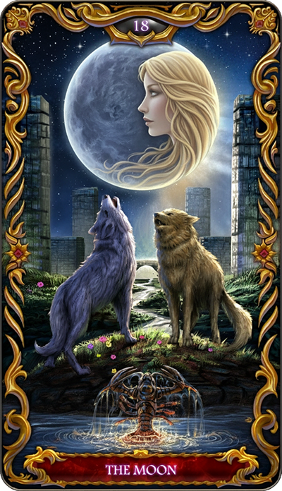 The Moon tarot card illustration