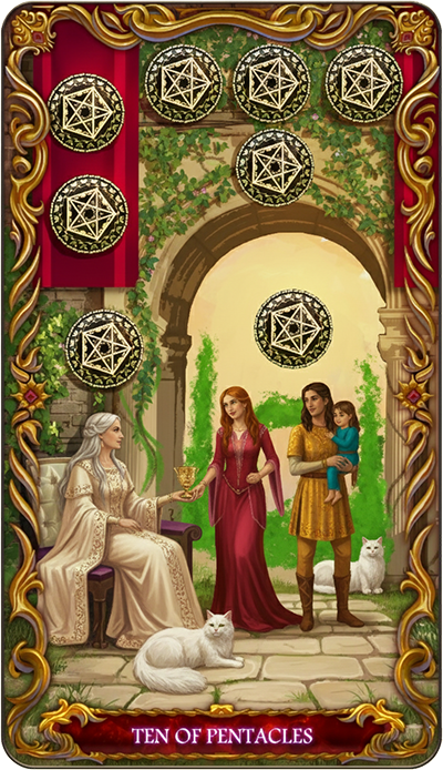 Ten of Pentacles tarot card illustration