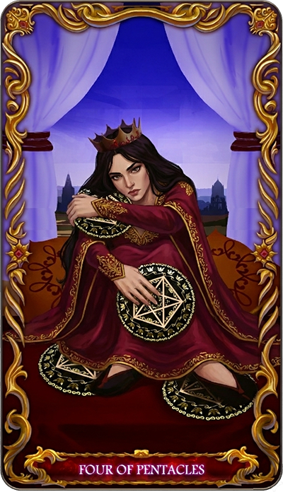 Four of Pentacles tarot card illustration
