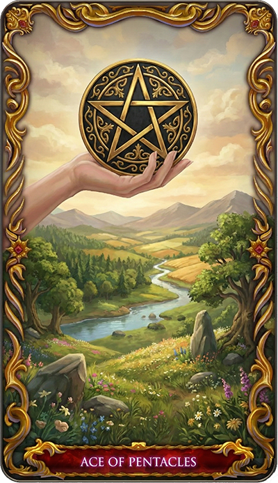 Ace of Pentacles tarot card illustration