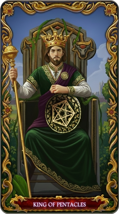 King of Pentacles tarot card illustration