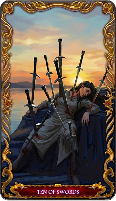 Ten of Swords tarot card illustration