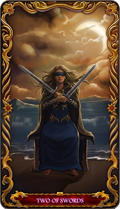 Two of Swords tarot card illustration