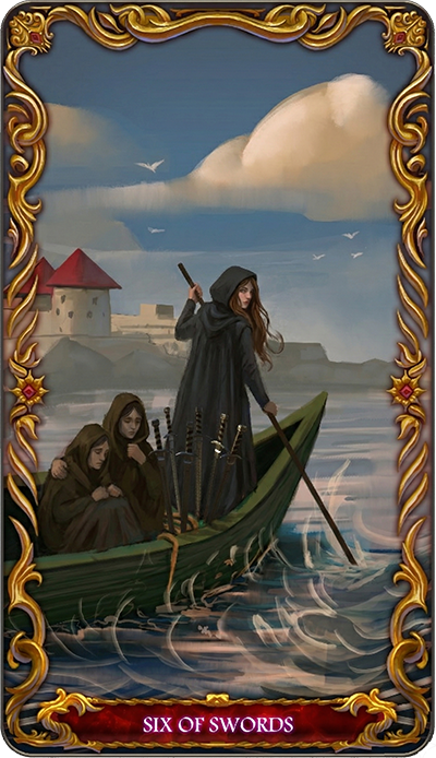 Six of Swords tarot card illustration