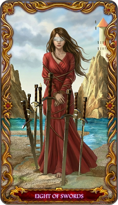 Eight of Swords tarot card illustration