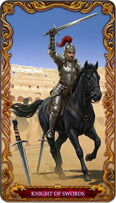 Knight of Swords tarot card illustration