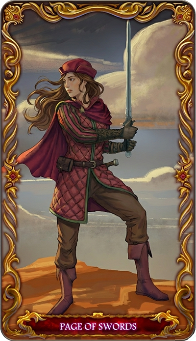 Page of Swords tarot card illustration