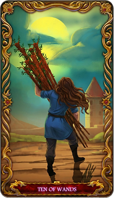 Ten of Wands tarot card illustration