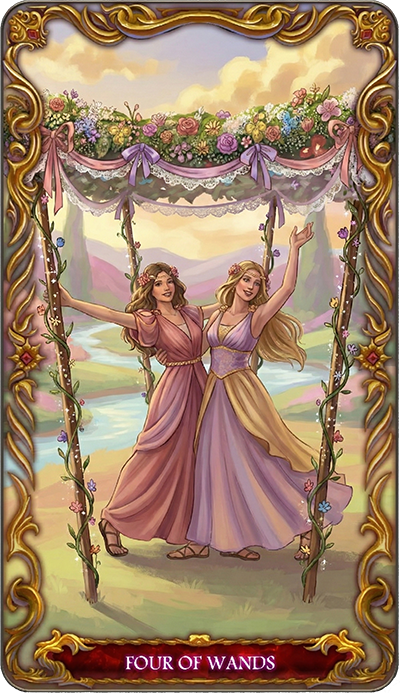 Four of Wands tarot card illustration