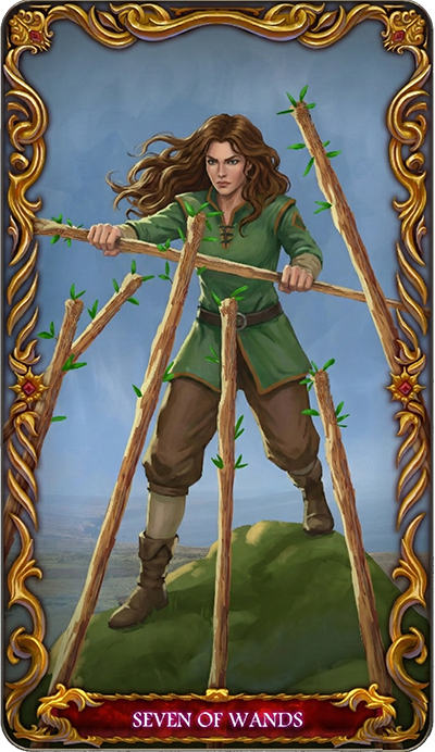 Seven of Wands tarot card illustration