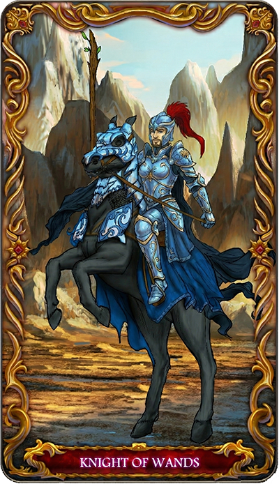 Knight of Wands tarot card illustration