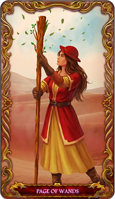 Page of Wands tarot card illustration