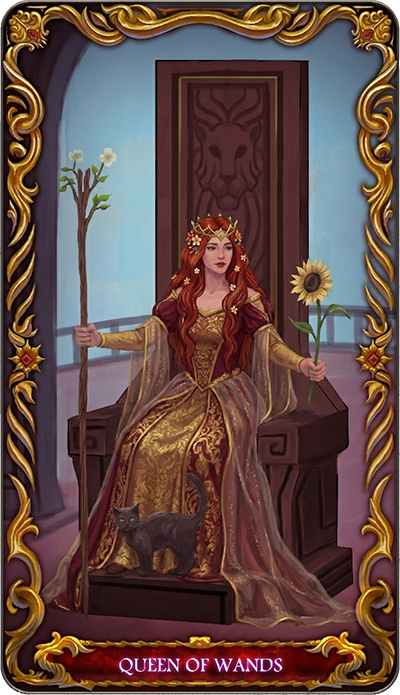 Queen of Wands tarot card illustration